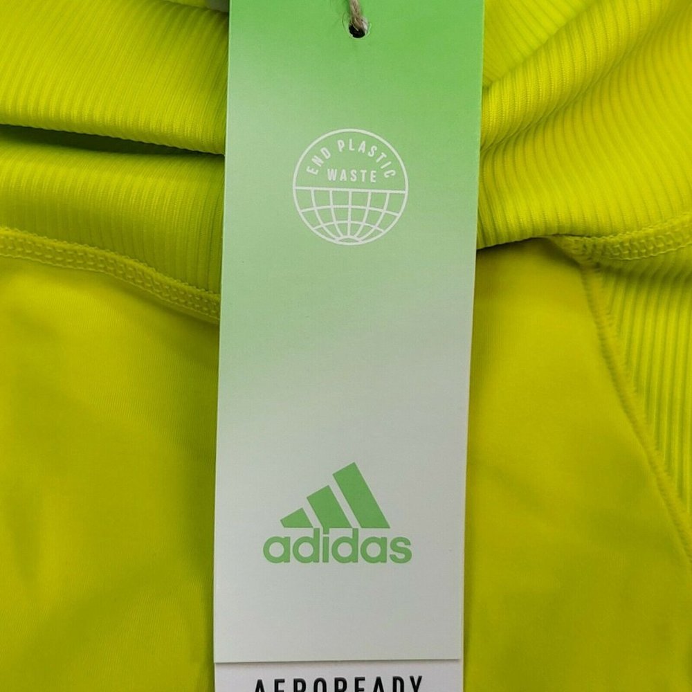 Adidas Aeroready Rib Tight Women's 7/8th High Rise Training Sport Yellow GT6256 - Picture 7 of 12